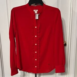 NWT J.Crew Vibrant Red Ruffled Blouse